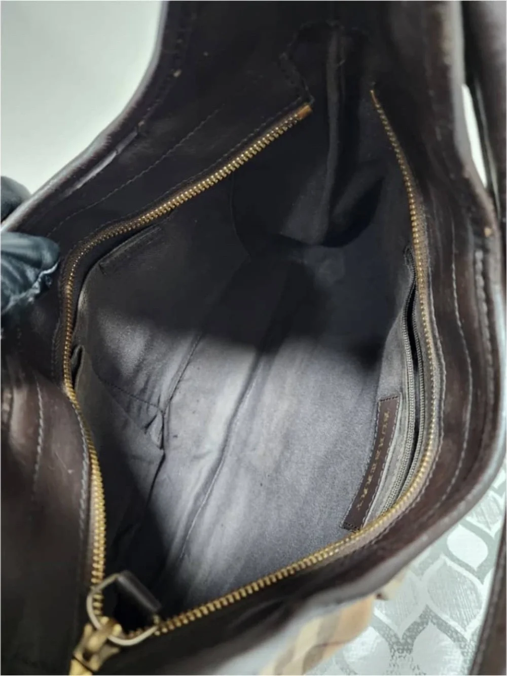 Authentic BURBERRY Haymarket Check Small Brooklyn Hobo Brown/Beige